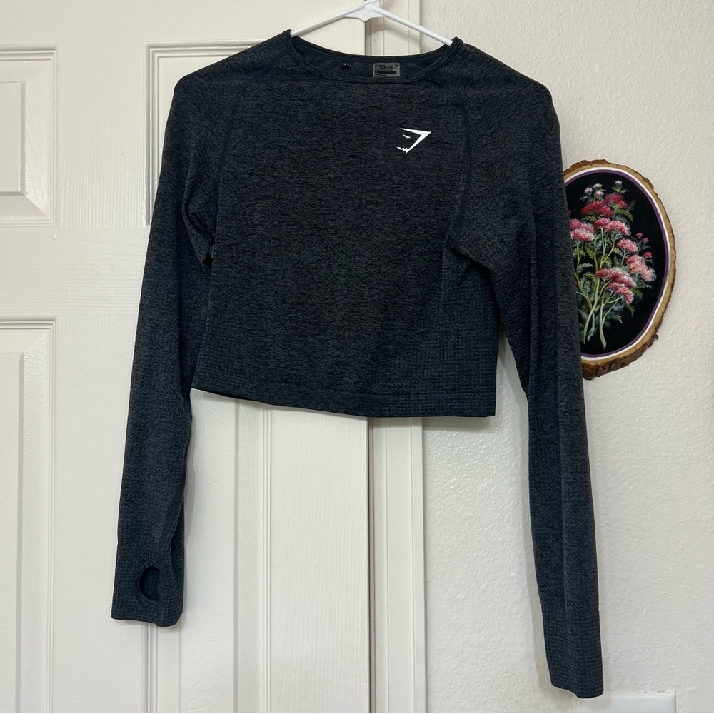 Gymshark Gray Solid Basic Athletic Active Long Sl… - image 1